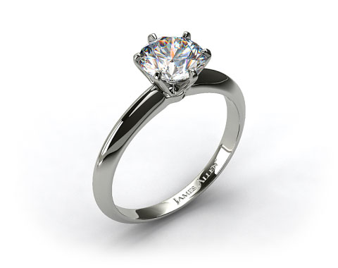 18k White Gold Six Prong Knife Edged Solitaire Engagement Ring (Handmade)
